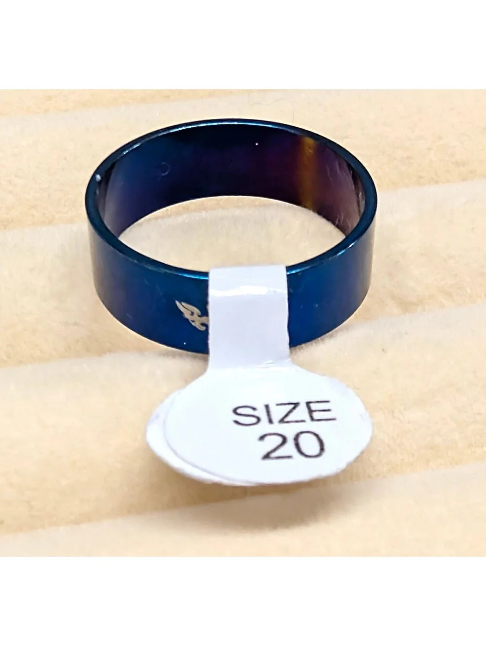 New Stainless Steel Blue Floral Engraved Stainless Steel Band Ring Plus Size 10